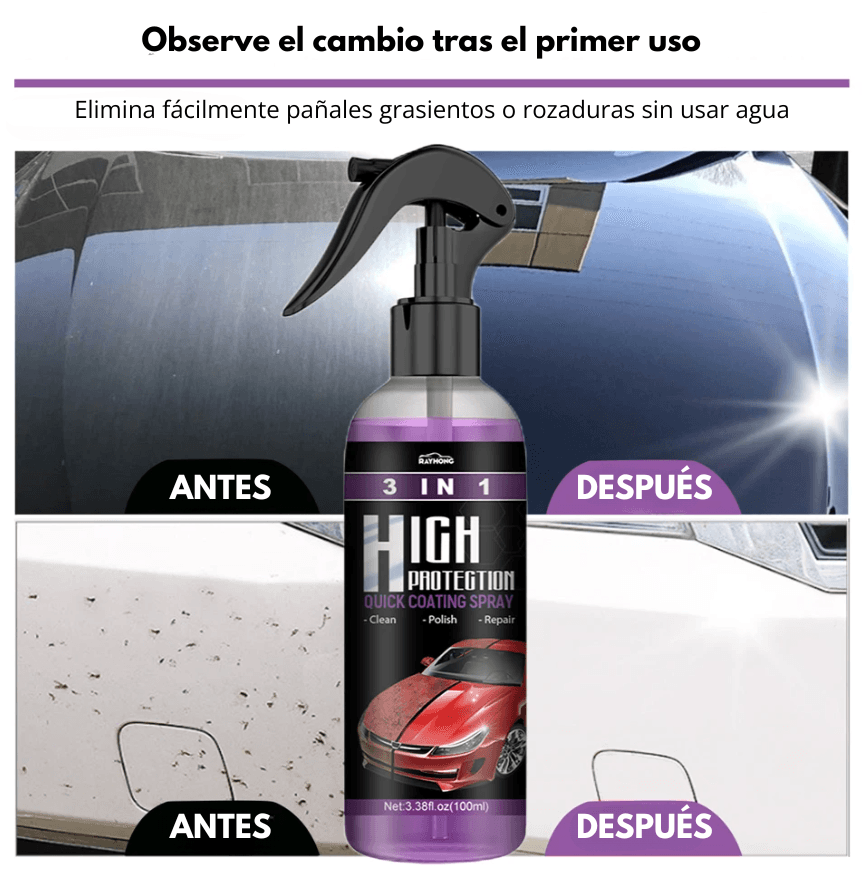 Spray de recubrimiento para coches 3 en 1 con esponja y paño | Magic AutoSpray