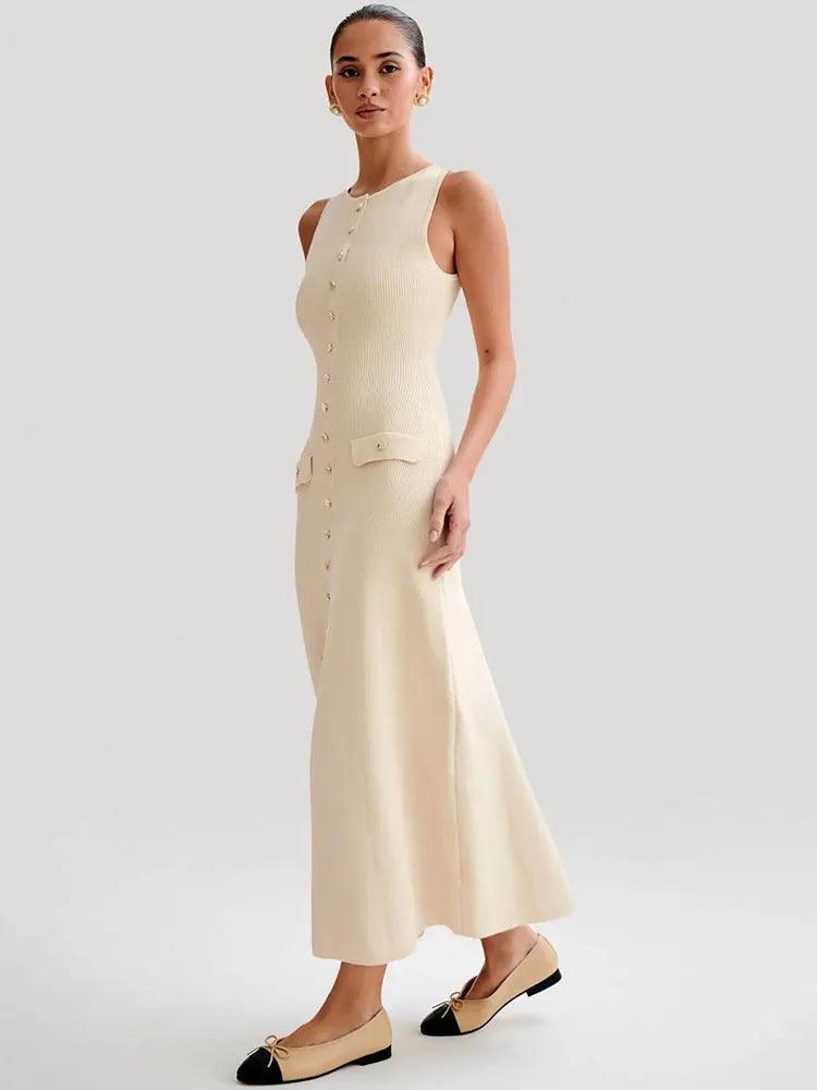 Margaux | Sleeveless Buttoned Maxi Dress 