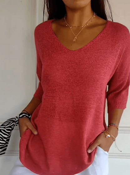 Lola | Plain Knit Top with Collar 