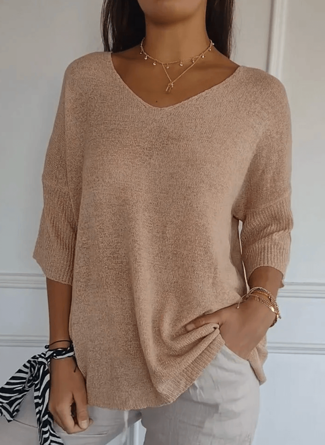 Lola | Plain Knit Top with Collar 