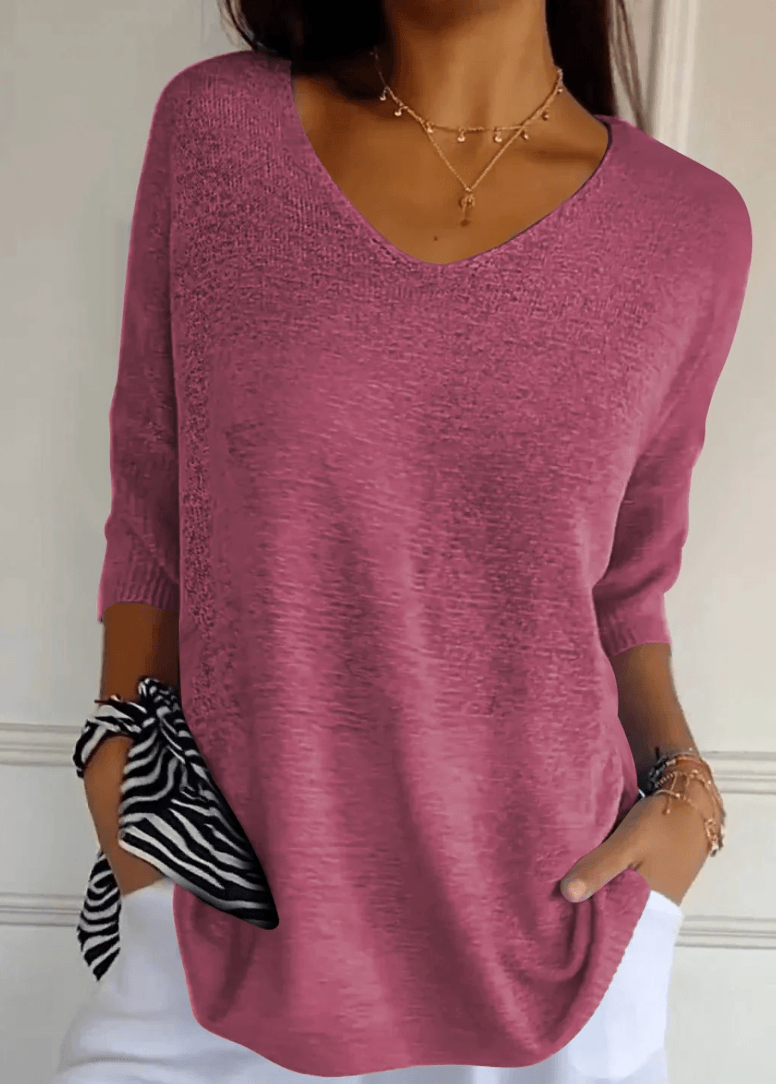 Lola | Plain Knit Top with Collar 