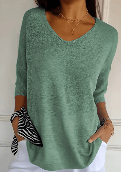 Lola | Plain Knit Top with Collar 