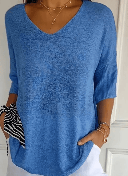 Lola | Plain Knit Top with Collar 