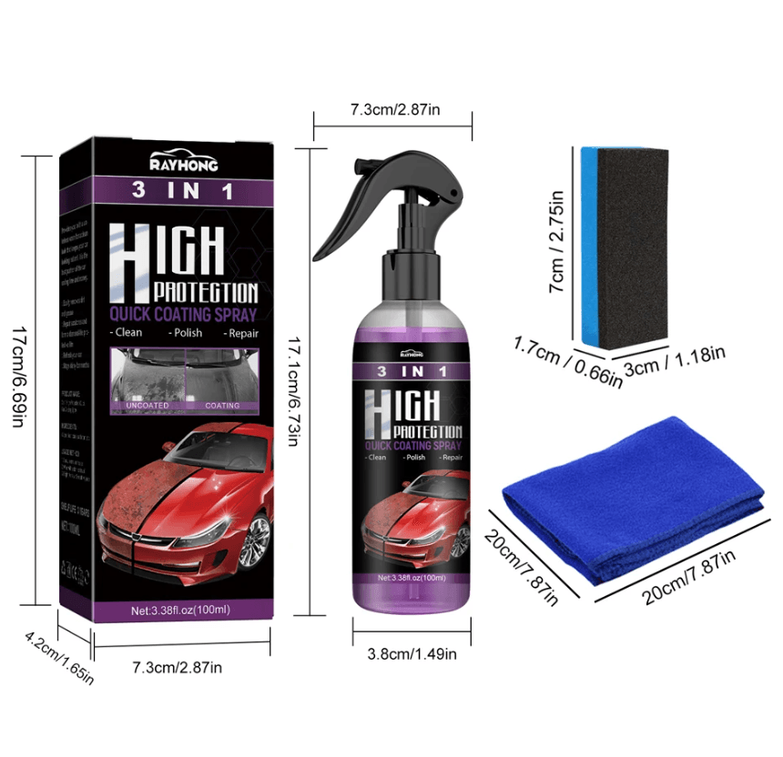 Spray de revêtement de voiture 3 en 1 avec éponge et torchon | Magic AutoSpray