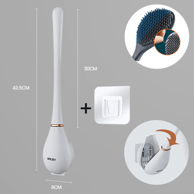 Brosse de toilettes en silicone avec support mural - Zevessa