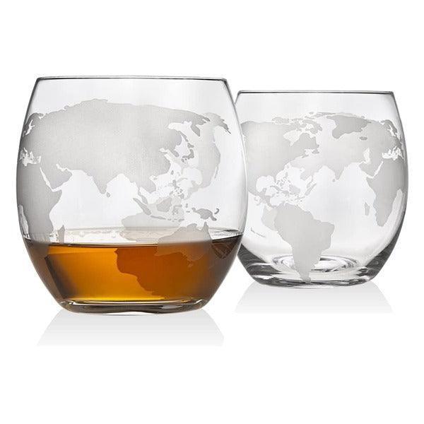 Ensemble de carafe à whisky avec 2 verres Globe gravés - Zevessa
