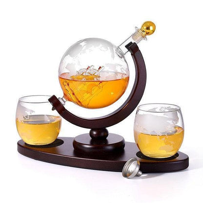 Ensemble de carafe à whisky avec 2 verres Globe gravés - Zevessa