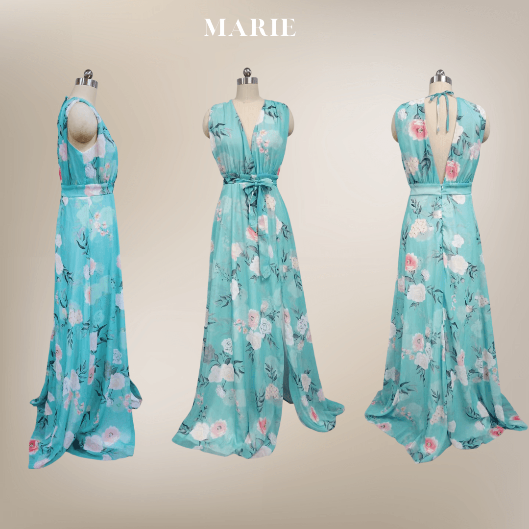 Marie | Robe fleuri avec fente latéral - Zevessa