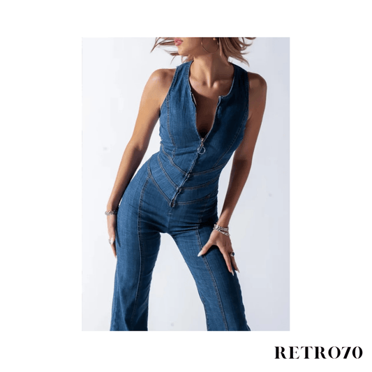 Retro70 | Combinaison cœur en denim - Zevessa