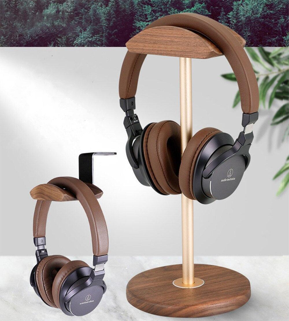 Support de casque audio en bois - Gris